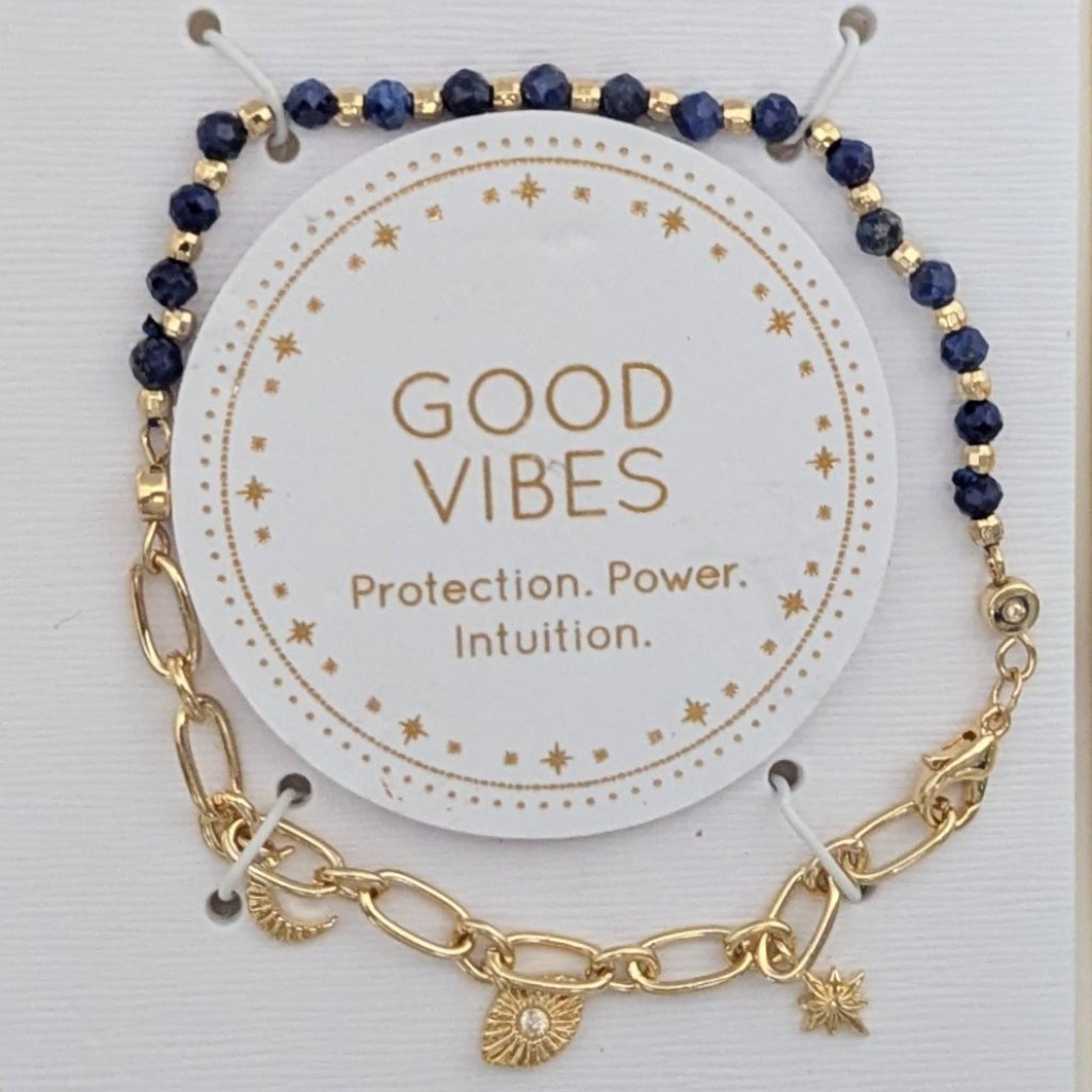 Brand New UnwrittenSodalite Good Vibes Gold Dipped BraceletMinimalistBoho 26$